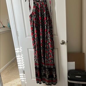 Velvet by Graham & Spencer Red and Black Floral Dress Braided accent
Size L